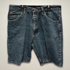 Wrangler Shorts Relaxed‎ Fit Five Pockets Zip Fly Mid Length Denim Blue Men's 34